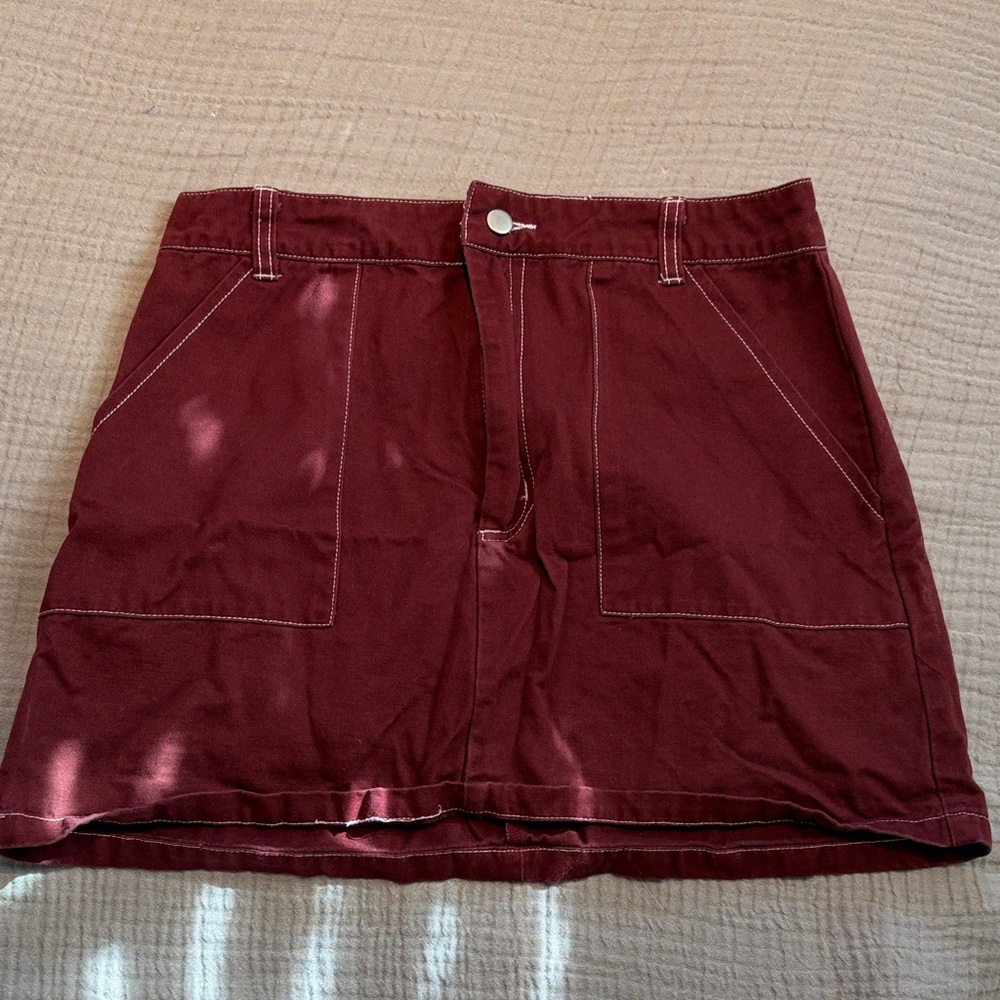 Wild Honey Burgundy Mini Skirt